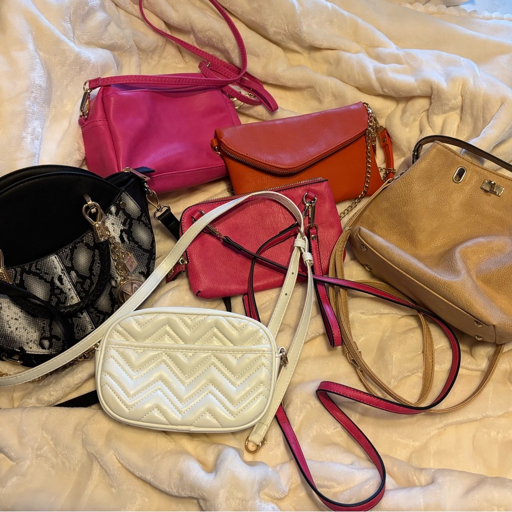 Elegant Crossbody Bag Collection - Pink, Orange, Tan, Black, White